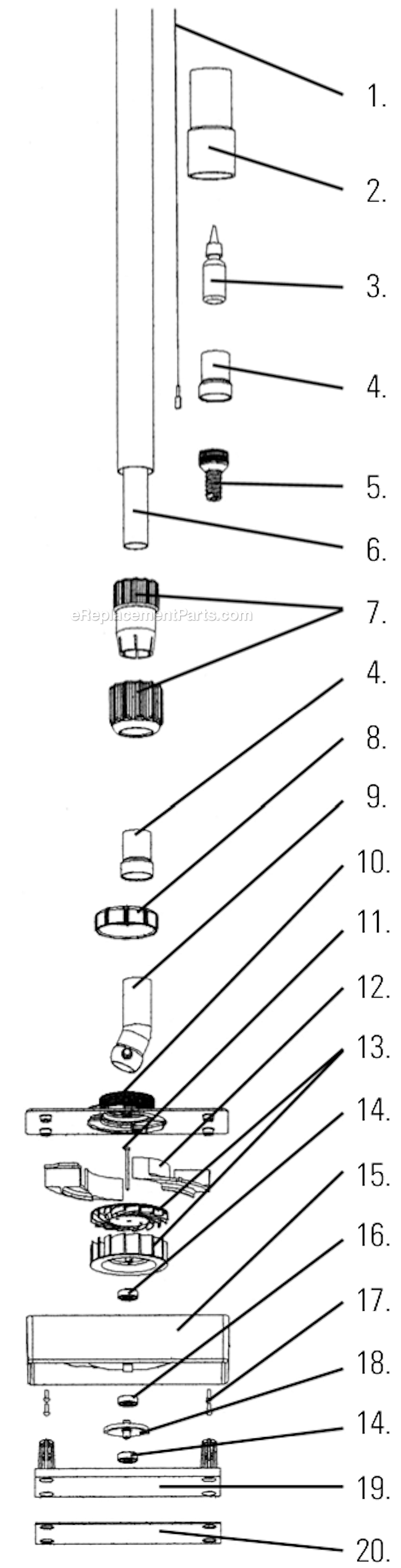 Page A Diagram and Parts List for 50001  Dustless Technologies Utility Vacuum